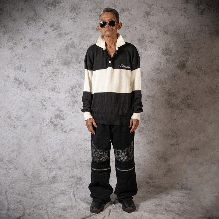 H1 baggy biker batik zip - Black - Jeans Pants