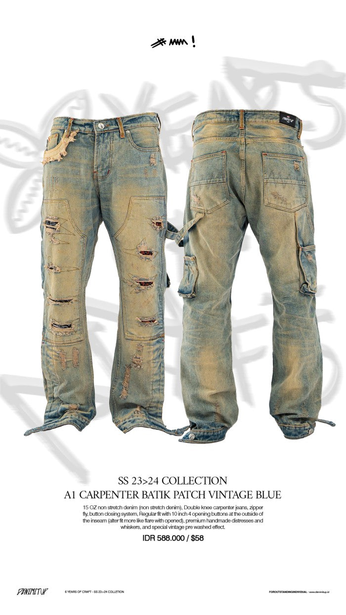 A1 carpenter batik - Vintage blue - Jeans Pants