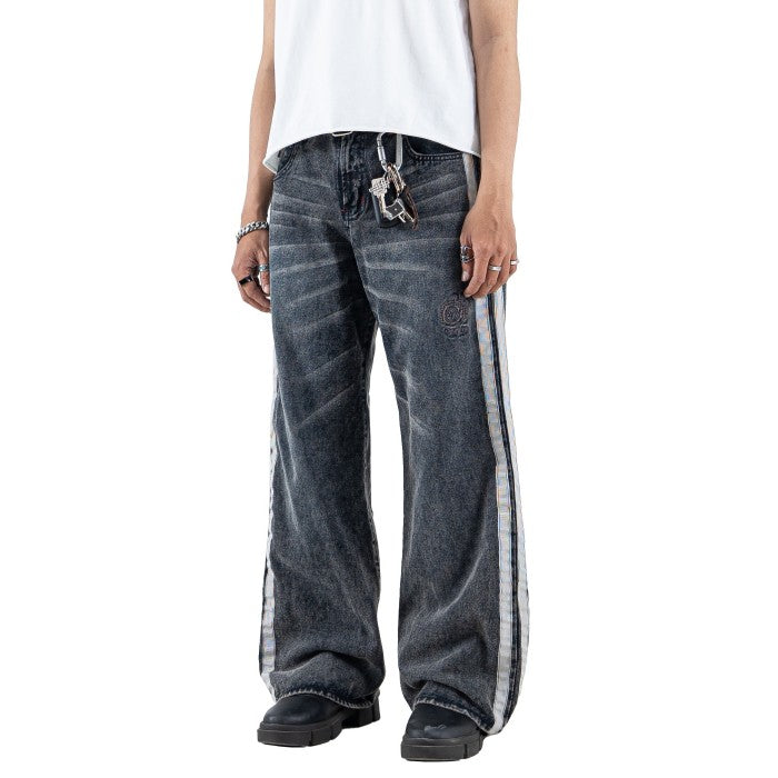H1 Baggy Duo Stripes - Asphalt Grey - Jeans Pants