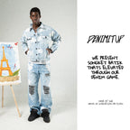 A1 Jacket Songket batik - Light blue splashes - Men Jacket