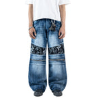 H1 baggy biker batik zip - Oceanic blue - Jeans Pants