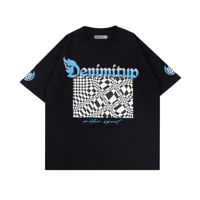 DENIMITUP Cheqered Flag Tee - Japan Black - T-Shirt