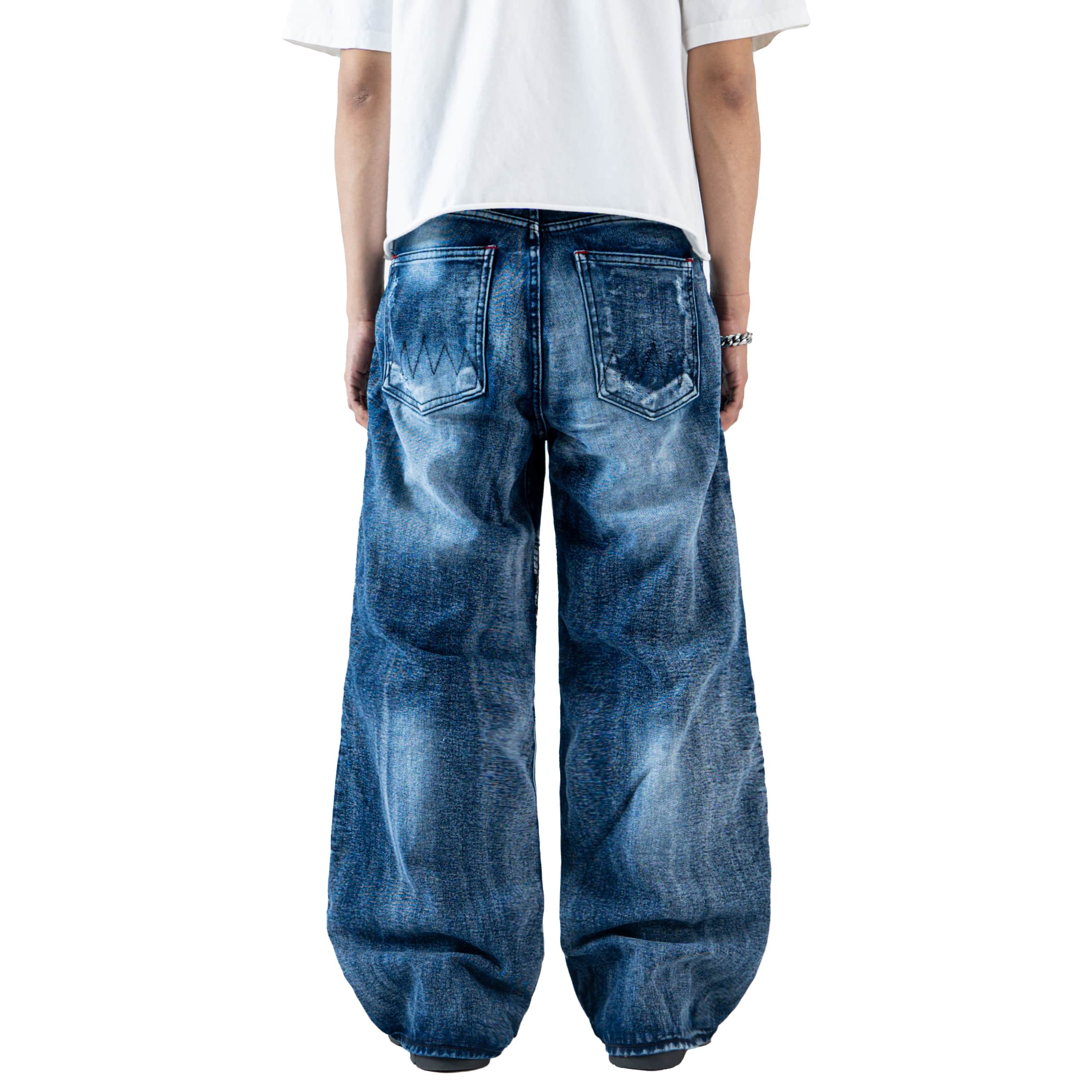 H1 baggy biker batik zip - Oceanic blue - Jeans Pants