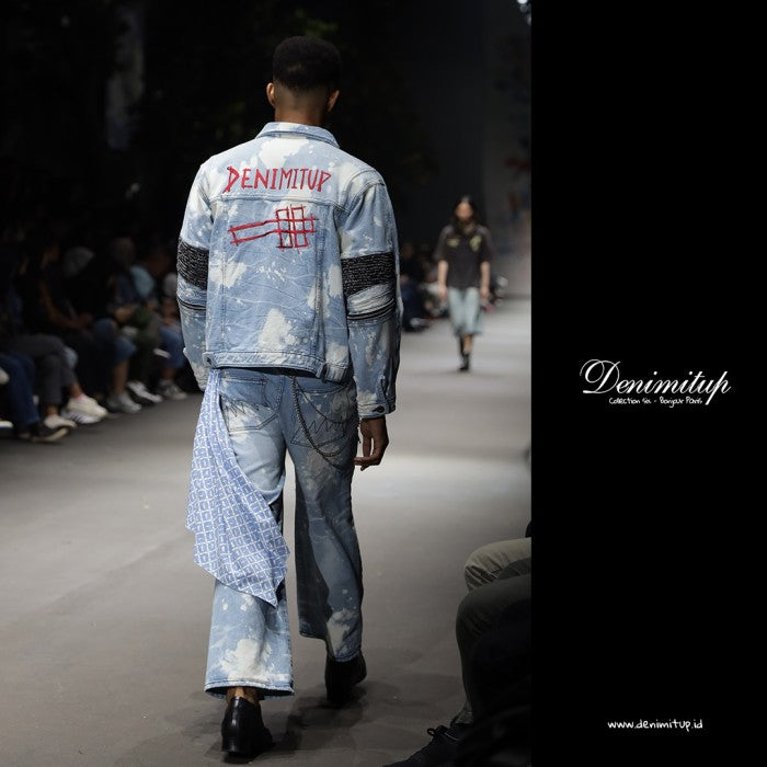 A1 Jacket Songket batik - Light blue splashes - Men Jacket