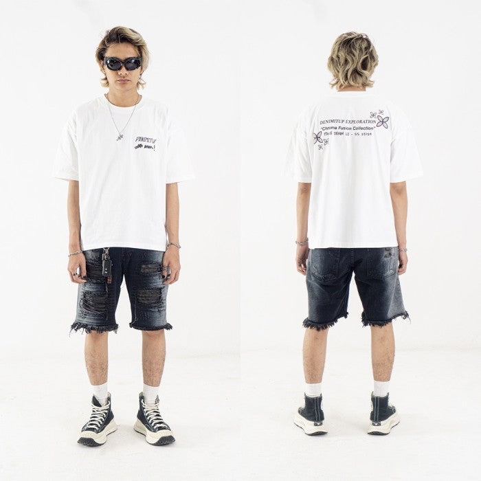 H1 quad leather short - Side stone black wash - Short Pants