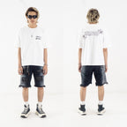 H1 quad leather short - Side stone black wash - Short Pants