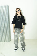 H1 baggy leather - Titanium grey - Jeans Pants