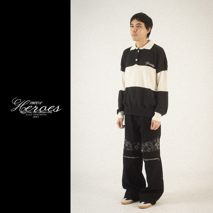 H1 baggy biker batik zip - Black - Jeans Pants