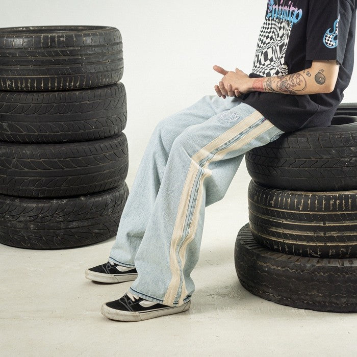 H1 Baggy Duo Stripes - Snowish Asphalt Blue - Jeans Pants