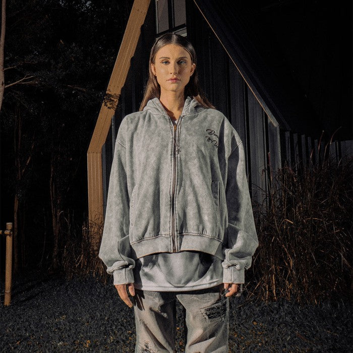 DENIMITUP Snowish Light Grey Zip - Hoodie