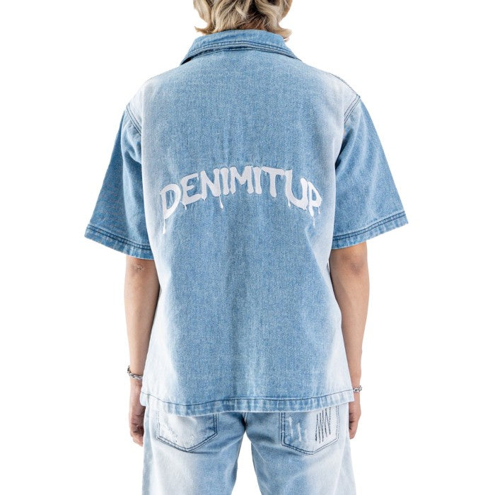 DENIMITUP embroidered work denim shirt - Side light blue - Shirt