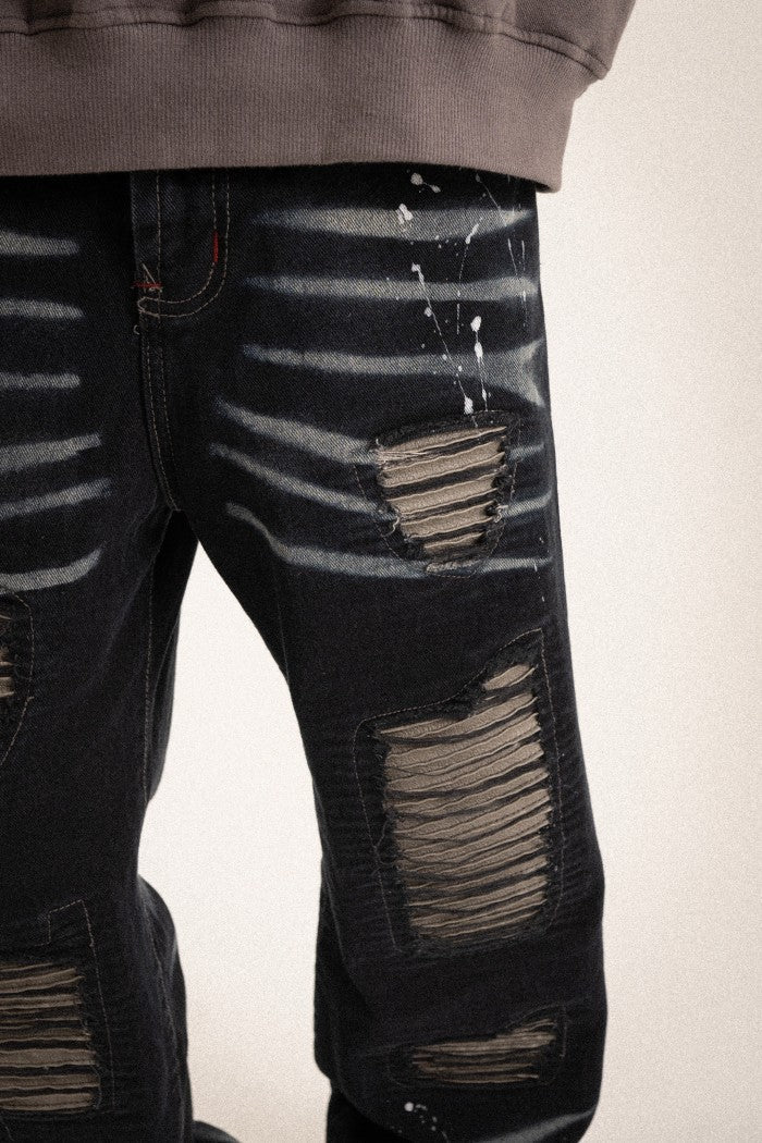 H1 baggy leather - Falcon black splatter - Jeans Pants