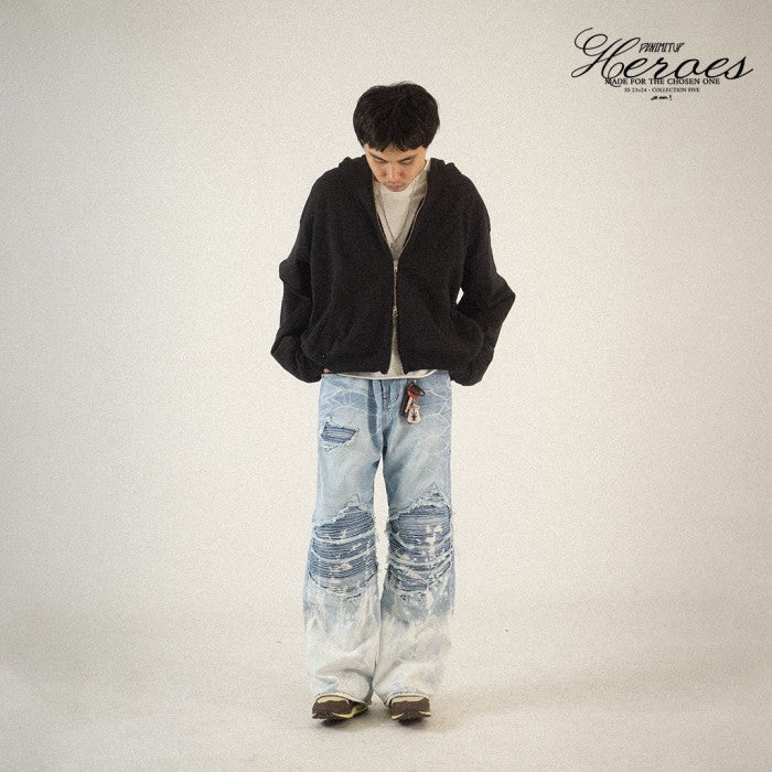 H1 baggy tri biker - Ice blue splash - Jeans Pants