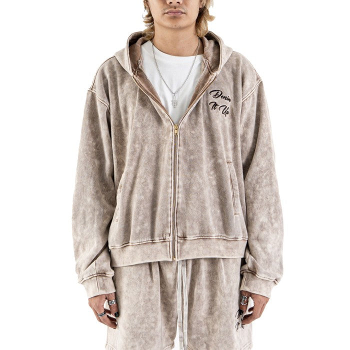 DENIMITUP Snowish Desert Beige Zip - Hoodie