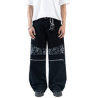 H1 baggy biker batik zip - Black - Jeans Pants