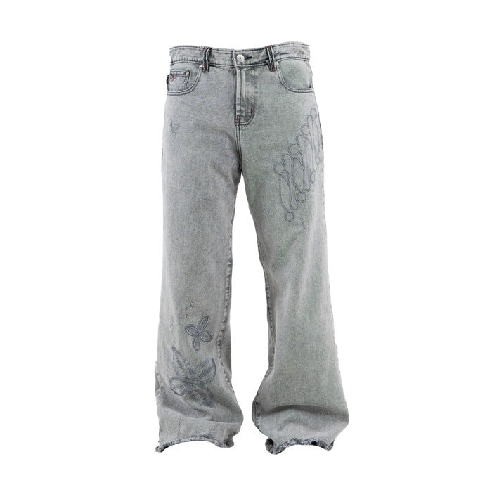 H1 Baggy Batik Embroidered - Snowish Asphalt Grey - Jeans Pants