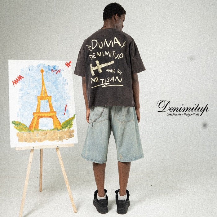 Dunia Denimitup! - Washed Artsy Black Tee - T-Shirt