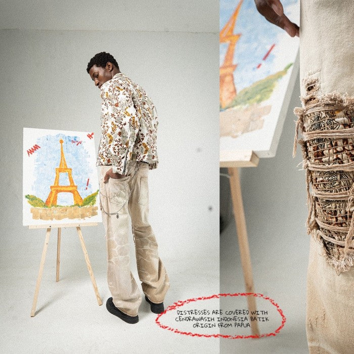 H1 Tri Batik Baggy Cendrawasih - Euro sand - Jeans Pants