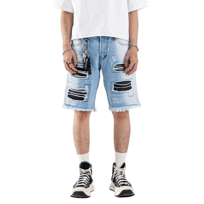 H1 quad leather short - Side light blue wash - Short Pants