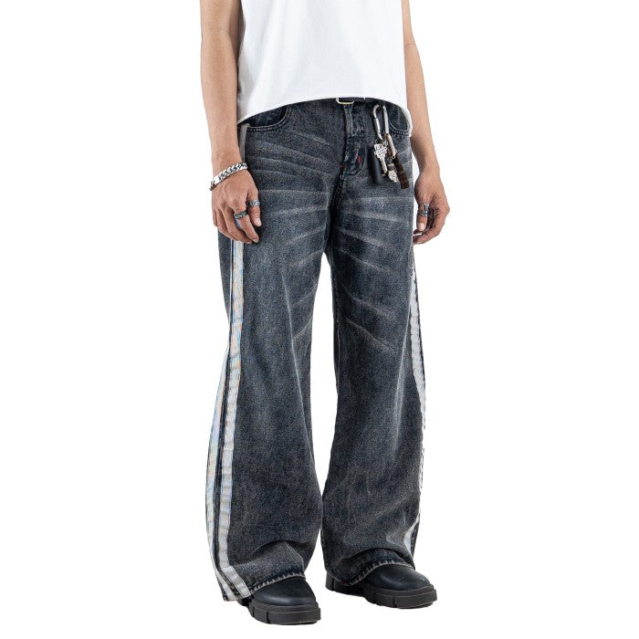 H1 Baggy Duo Stripes - Asphalt Grey - Jeans Pants