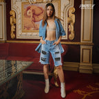 H1 quad leather short - Side light blue wash - Short Pants