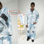 A1 Jacket Songket batik - Light blue splashes - Men Jacket