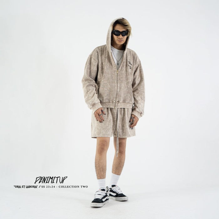 DENIMITUP Snowish Desert Beige Zip - Hoodie