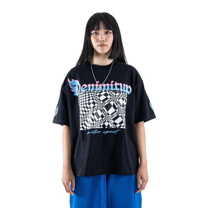 DENIMITUP Cheqered Flag Tee - Japan Black - T-Shirt