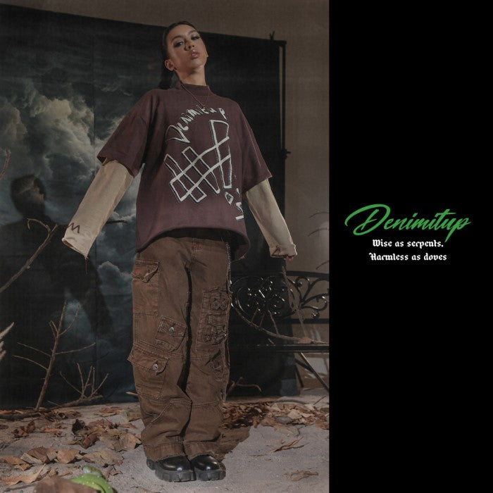 Denimitup trilogo double layer - Dual brown tee - Long Sleeve T-Shirt
