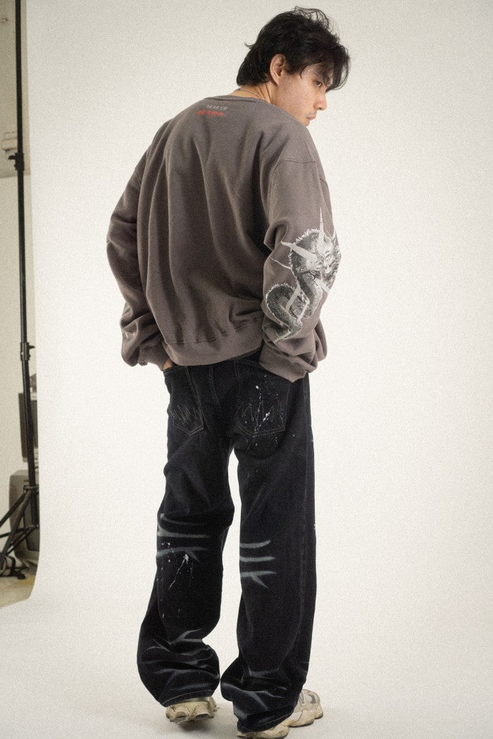 H1 baggy leather - Falcon black splatter - Jeans Pants