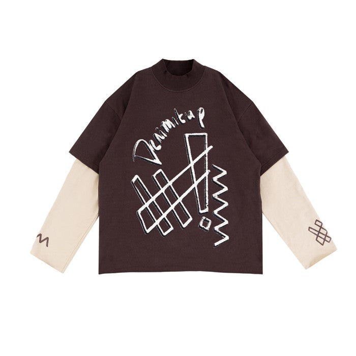 Denimitup trilogo double layer - Dual brown tee - Long Sleeve T-Shirt