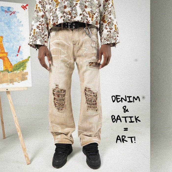 H1 Tri Batik Baggy Cendrawasih - Euro sand - Jeans Pants