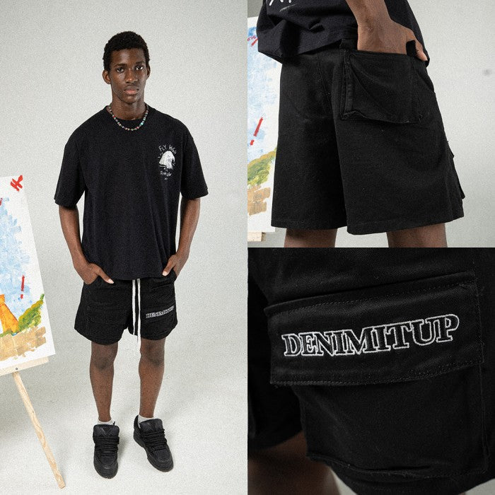 DENIMITUP canvas twill pants - Black - Short Pants