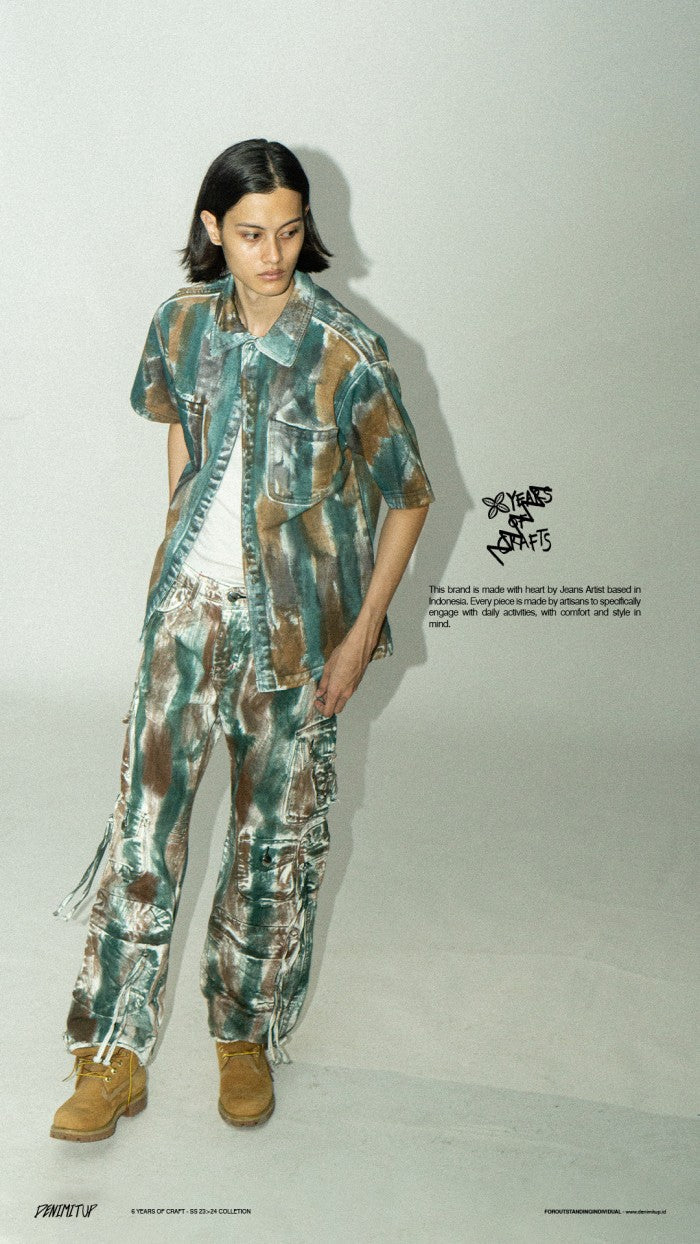 "DENIMITUP" embroidered work denim shirt - Chroma fusion
