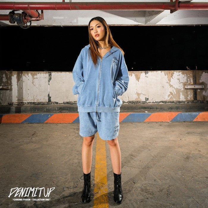 DENIMITUP Sweat Short - Snowish Blue Turkish - Short Pants