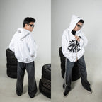 DENIMITUP Garuda Double Zip Hoodie - White - Hoodie