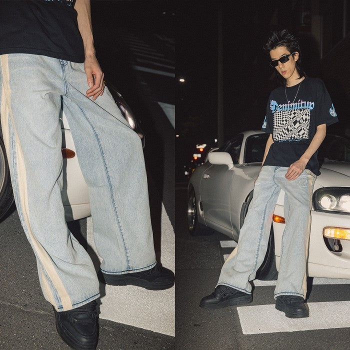 H1 Baggy Duo Stripes - Snowish Asphalt Blue - Jeans Pants