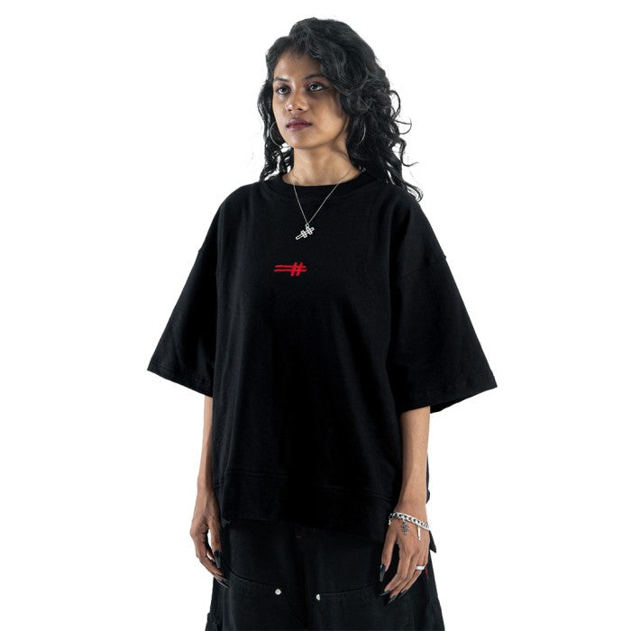 H Embroidered Denimitup Baby Terry - Black - T-Shirt