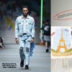 A1 Jacket Songket batik - Light blue splashes - Men Jacket