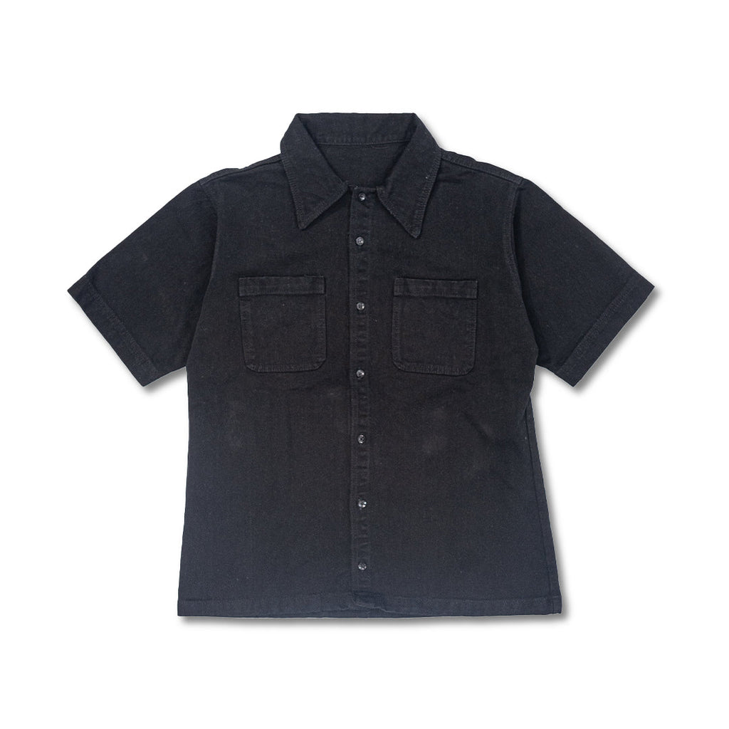 "DENIMITUP" embroidered work denim shirt - Black