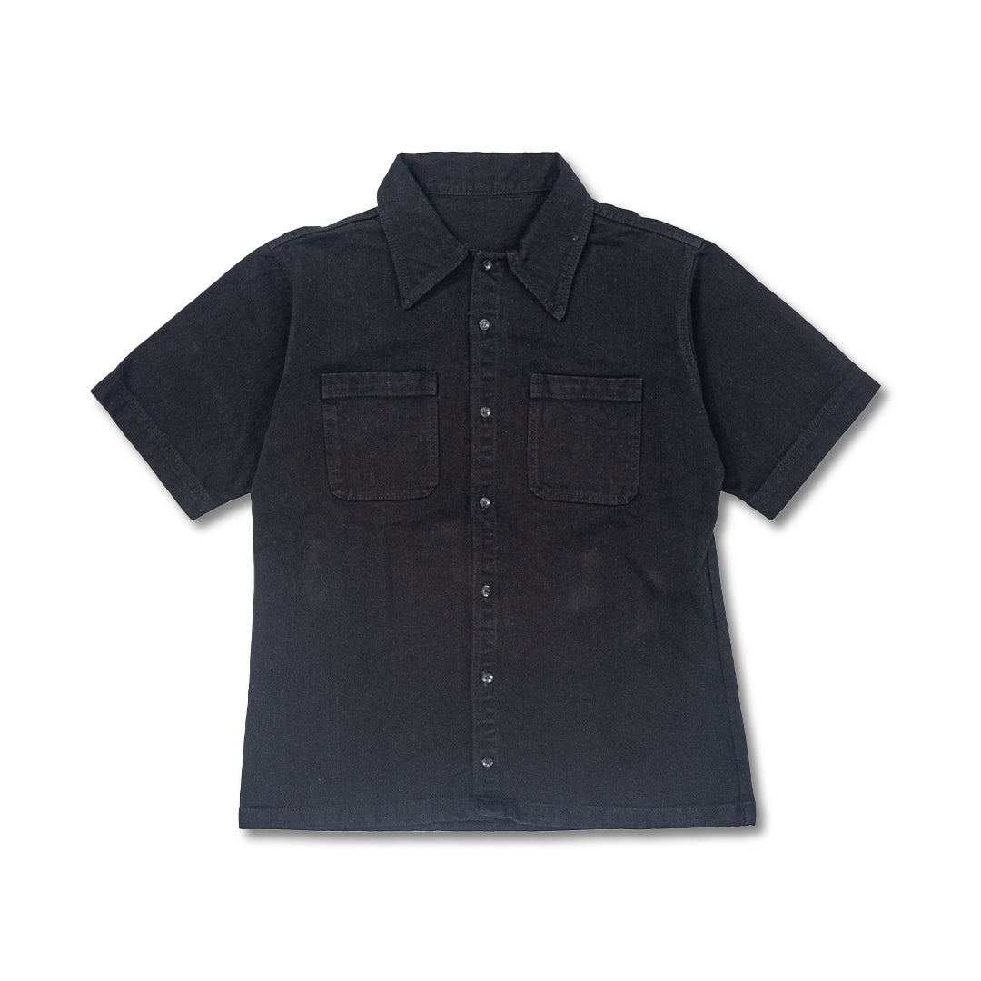 "DENIMITUP" embroidered work denim shirt - Black