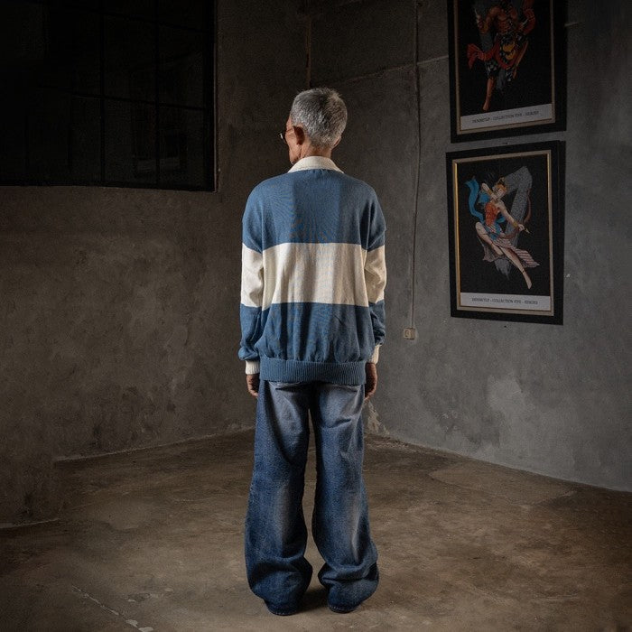H1 baggy biker batik zip - Oceanic blue - Jeans Pants