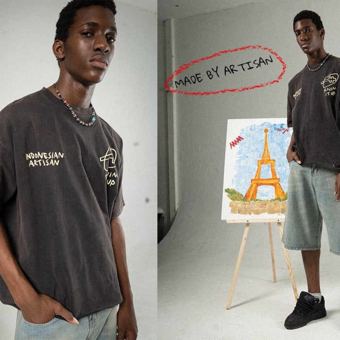 Dunia Denimitup! - Washed Artsy Black Tee - T-Shirt