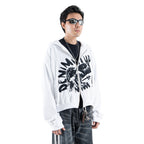 DENIMITUP Garuda Double Zip Hoodie - White - Hoodie
