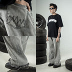 H1 Baggy Batik Embroidered - Snowish Asphalt Grey - Jeans Pants