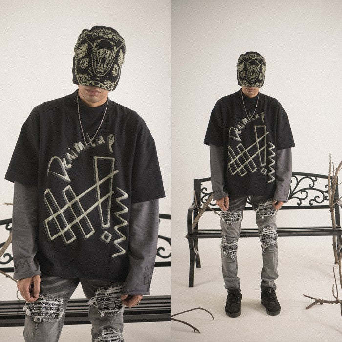 Denimitup trilogo double layer - Dual black tee - Long Sleeve T-Shirt