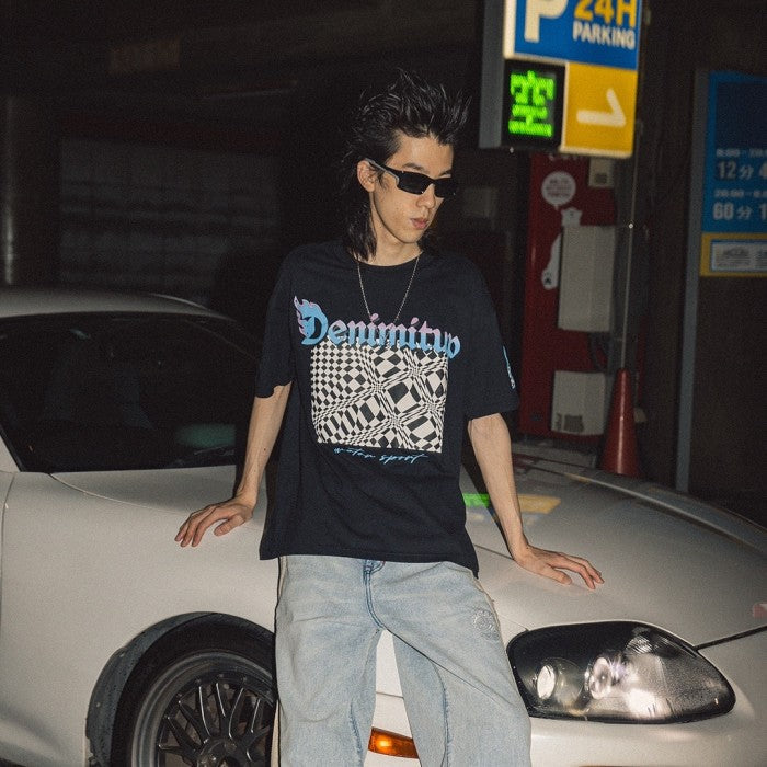 DENIMITUP Cheqered Flag Tee - Japan Black - T-Shirt