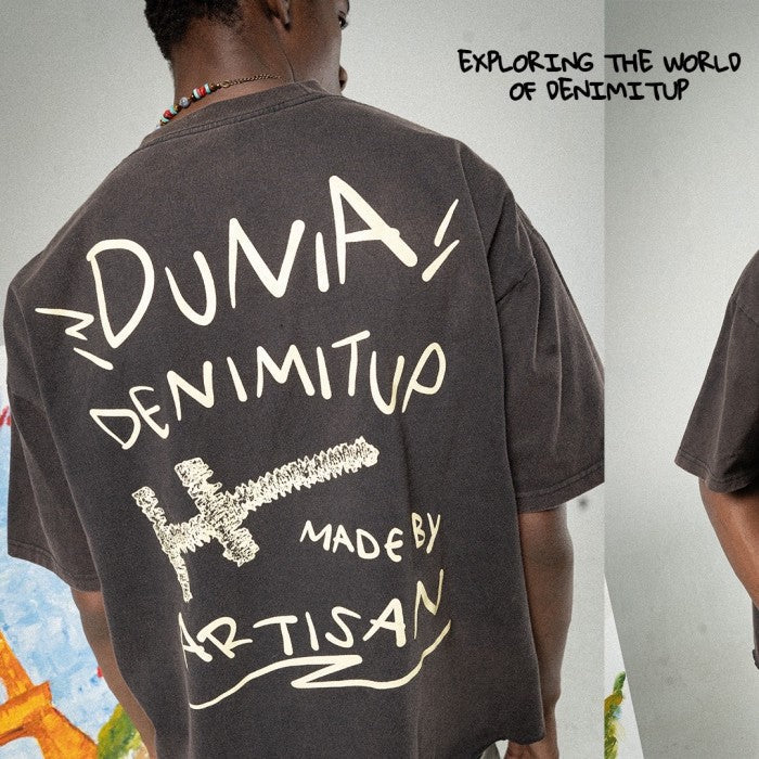Dunia Denimitup! - Washed Artsy Black Tee - T-Shirt