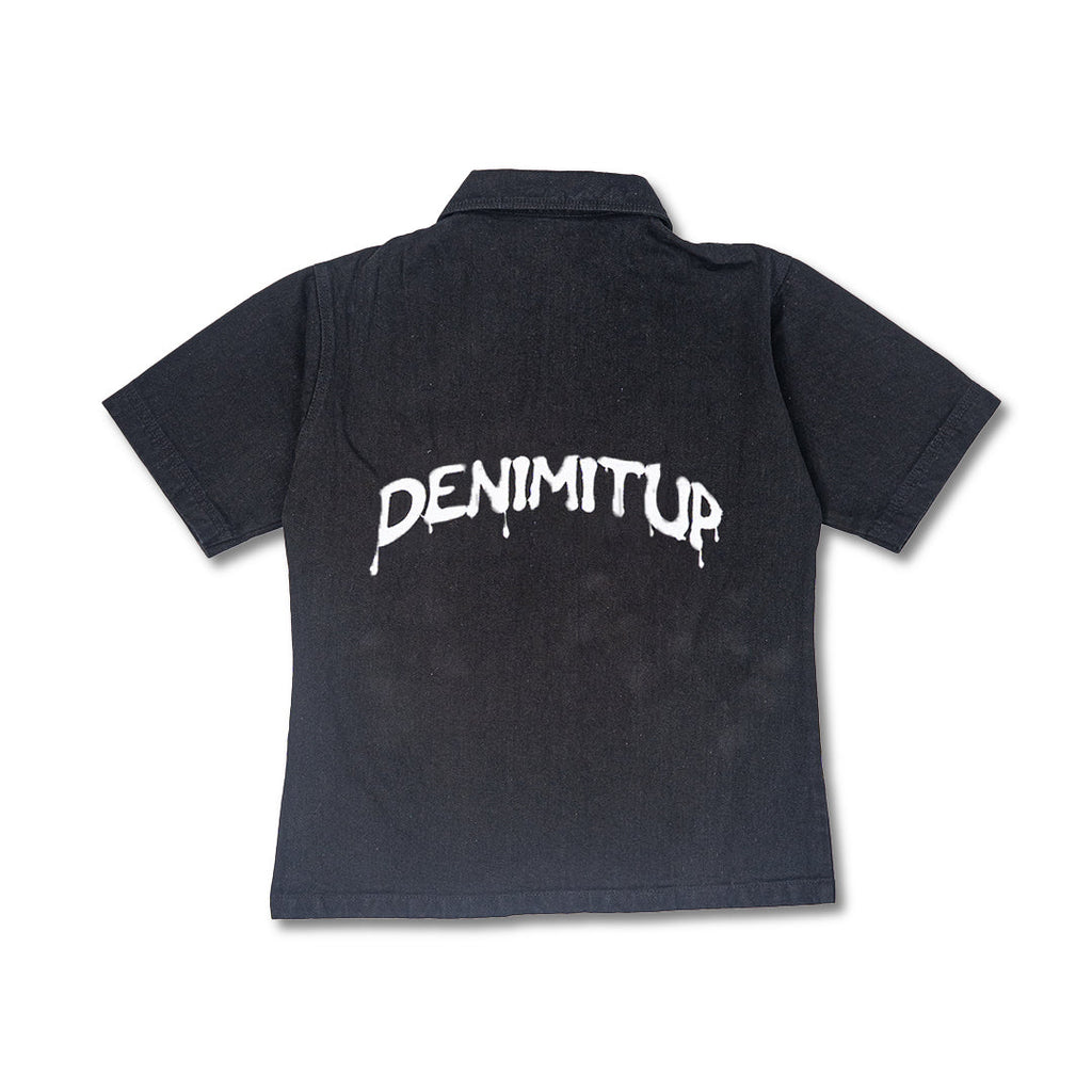 "DENIMITUP" embroidered work denim shirt - Black