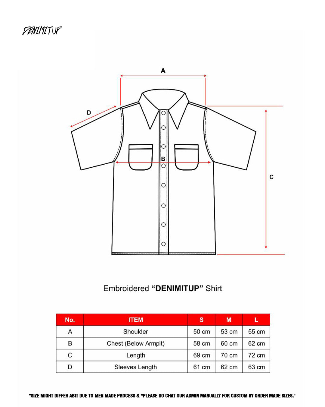 "DENIMITUP" embroidered work denim shirt - Chroma fusion